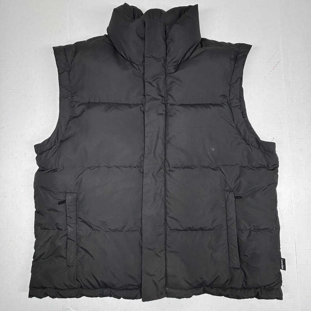 Calvin Klein Puffer Vest Men's Large Black Full Zip Button Outdoors Layer GUC*
